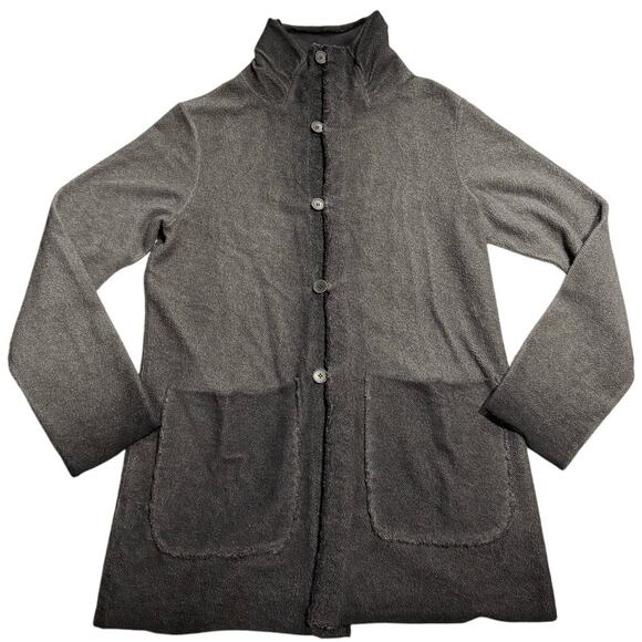 Syngman Cucala Textured Button Chore Jacket Overdyed Funnel Neck Mens Small Gray - Picture 1 of 11